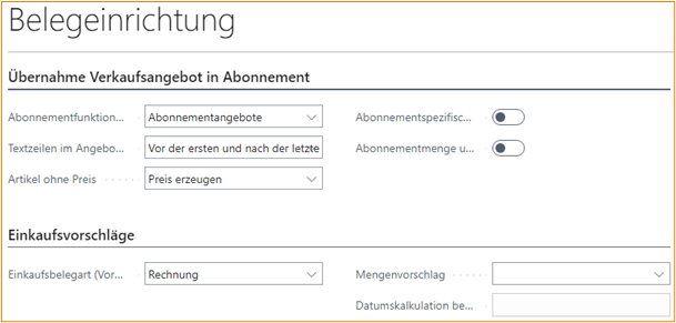 Abonnement Belegeinrichtung 
