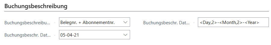 Abonnement Einrichtung Register Buchungsbeschreibung