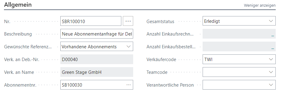 Abonnementanfragekarte Register Allgemein