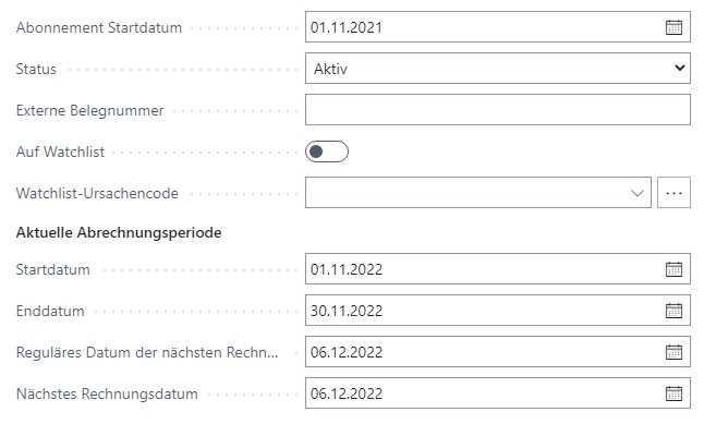 Abonnementkarte Periodendaten 