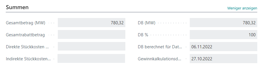 Abonnementkarte Register Summen