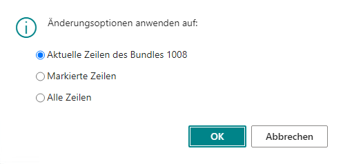 Aktion Komponenten ändern Bundle