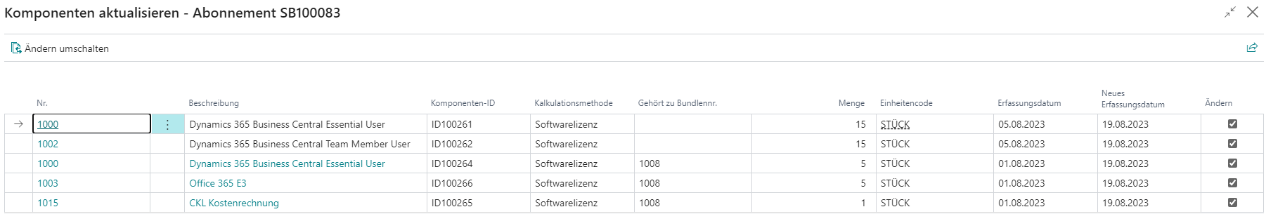 Komponenten aktualisieren automatisch