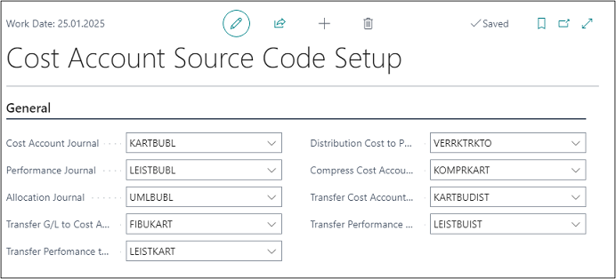 Cost Account Source Code Setup